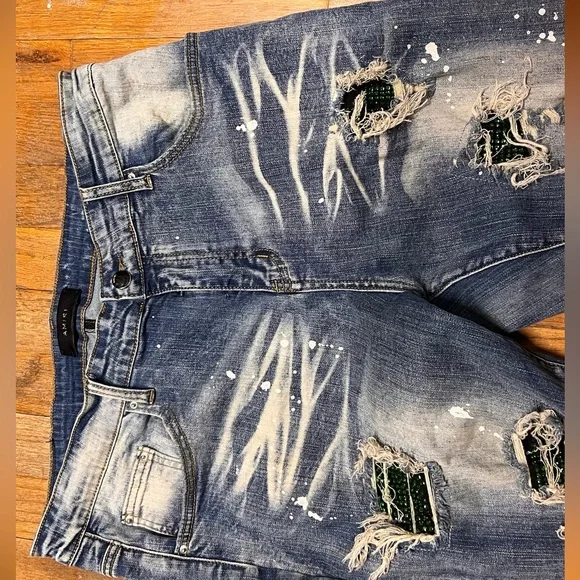 Amiri- Green Ripped Jeans